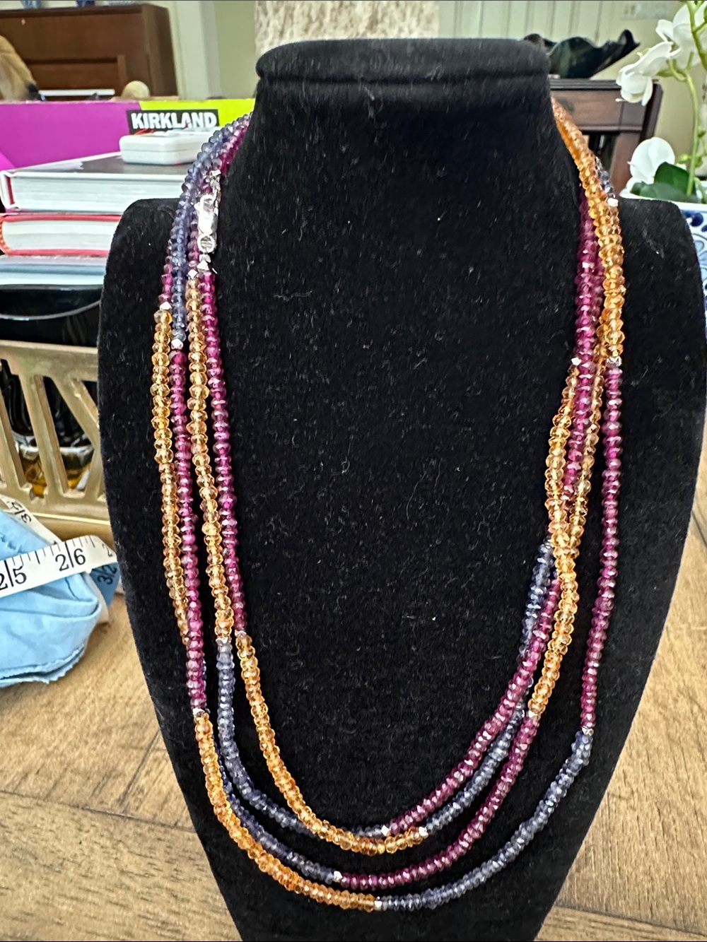 Multi-Strand Purple and Gold Beaded Necklace — Elegant Layered Style